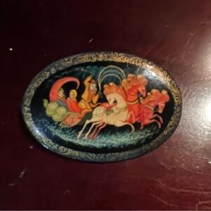 Russian Palekh lacquer brooch